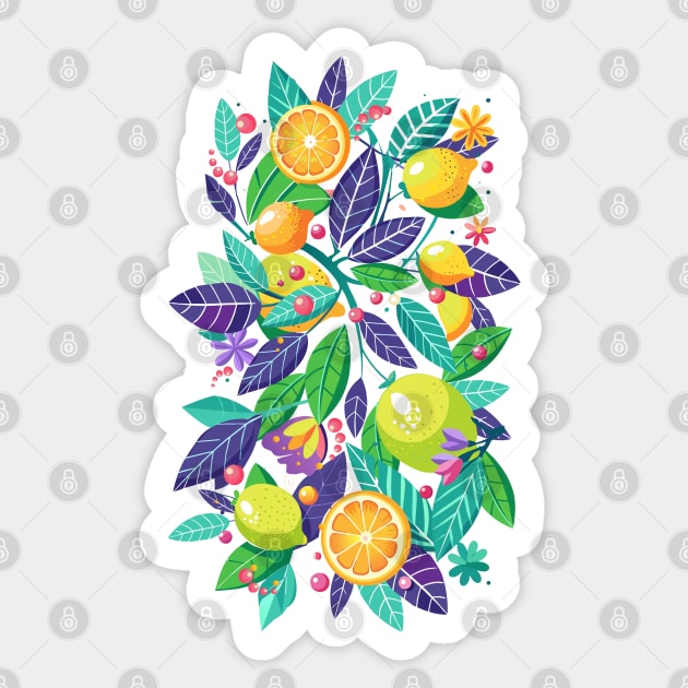 Vintage Lemon leaves floral pattern fresh Lemonade Summer Party gifts Sticker by sofiartmedia